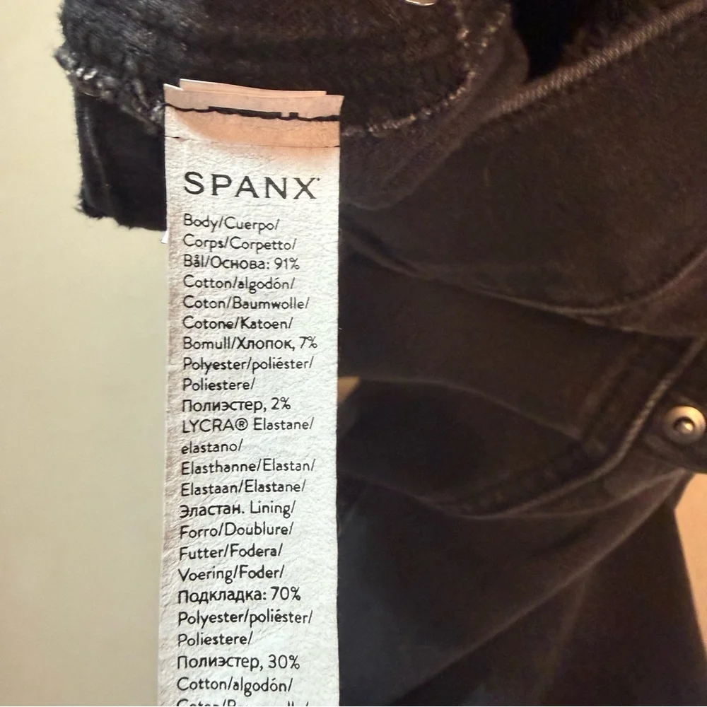 SPANX pull-on shaping black jeans size LARGE stretch denim tummy control